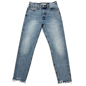 Levis Premium Denim Wedgie Jeans 26" Light Wash Raw Hem Button Fly Retro Coastal